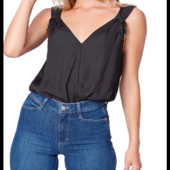 PAIGE Tops - Paige Cerisa Surplice Bodysuit in Black
